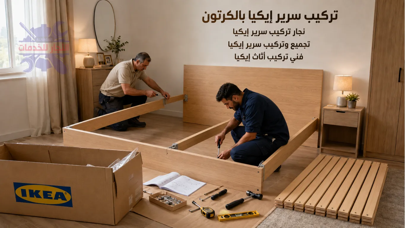 نجار ايكيا اثناء تركيب سرير جديد بالالواح