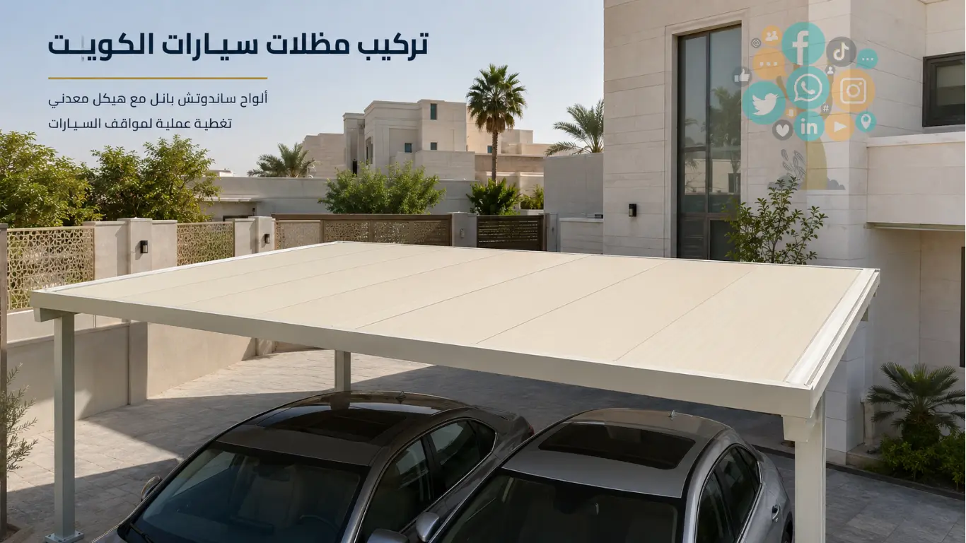 تركيب مظلات سيارات الكويت- حداد مظلات سيارت رخيص 1 احدث اعمالنا فى تركيب مظلات سيارات الكويت امام منزل العميل