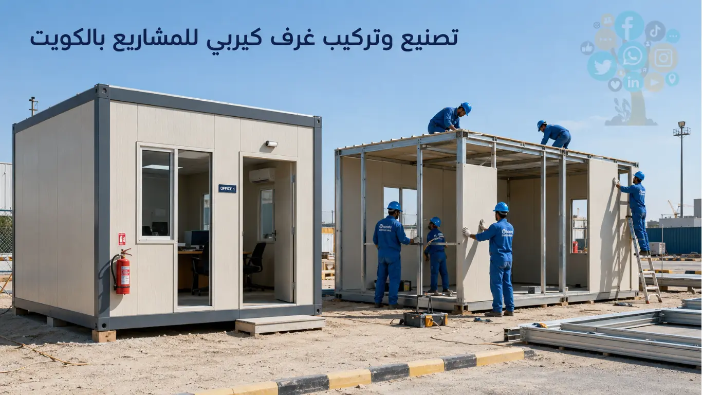 تركيب غرف كيربي ومكاتب مؤقته لمشروع انشائي بالكويت