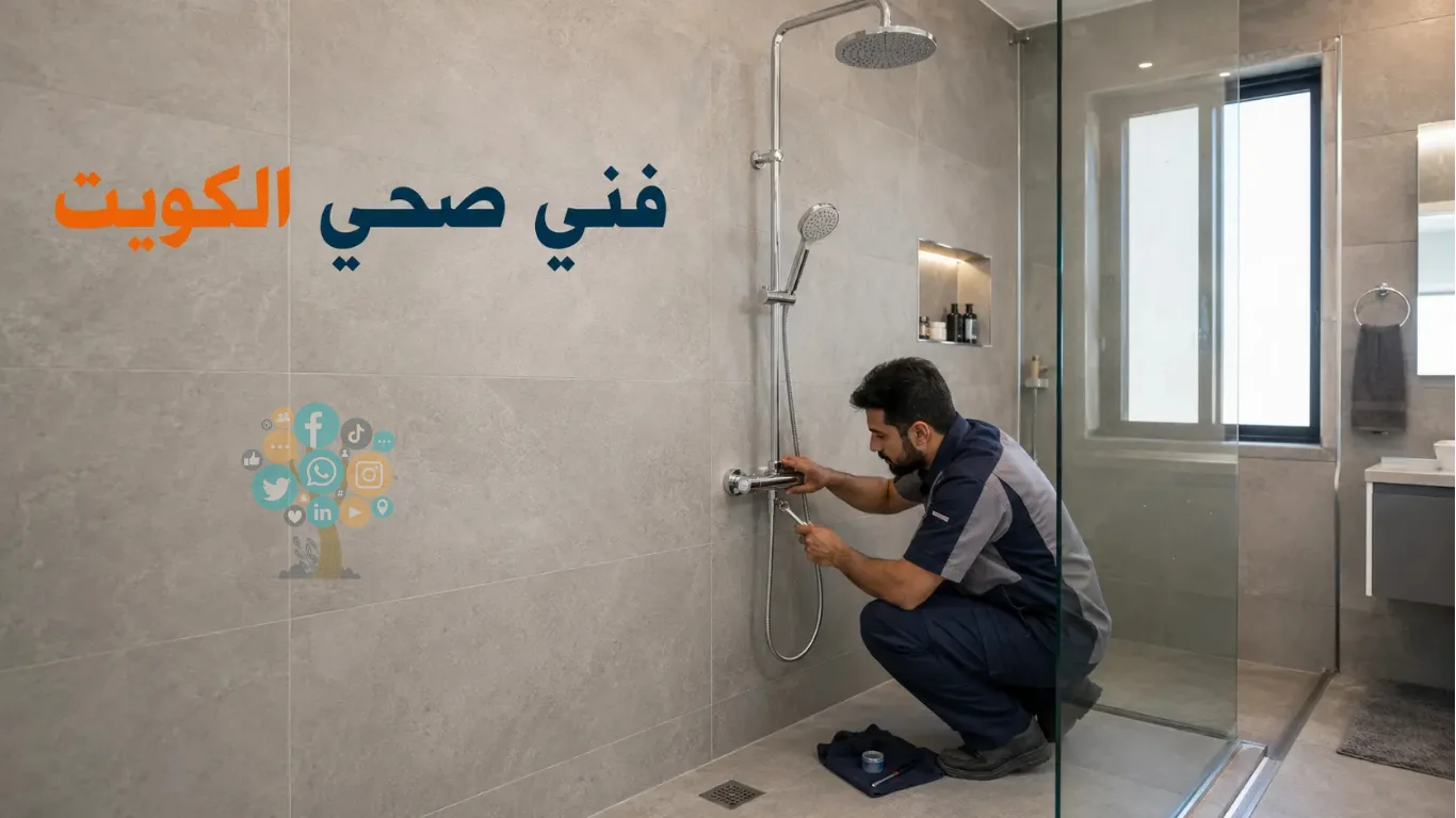 فني صحي يقوم بتصليح خلاط
